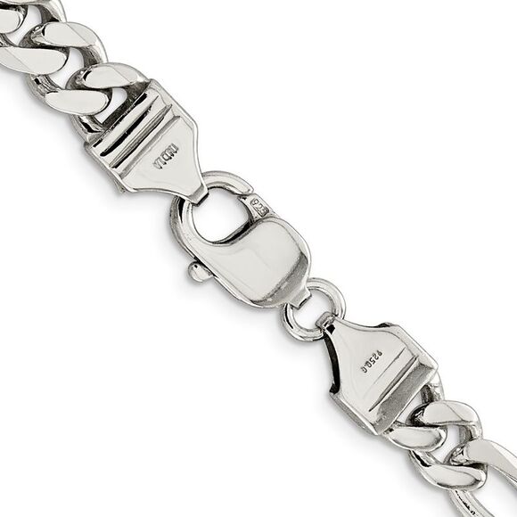 Kazi Luxury Sterling Silver 8mm Figaro Chain - Picture 3 of 7